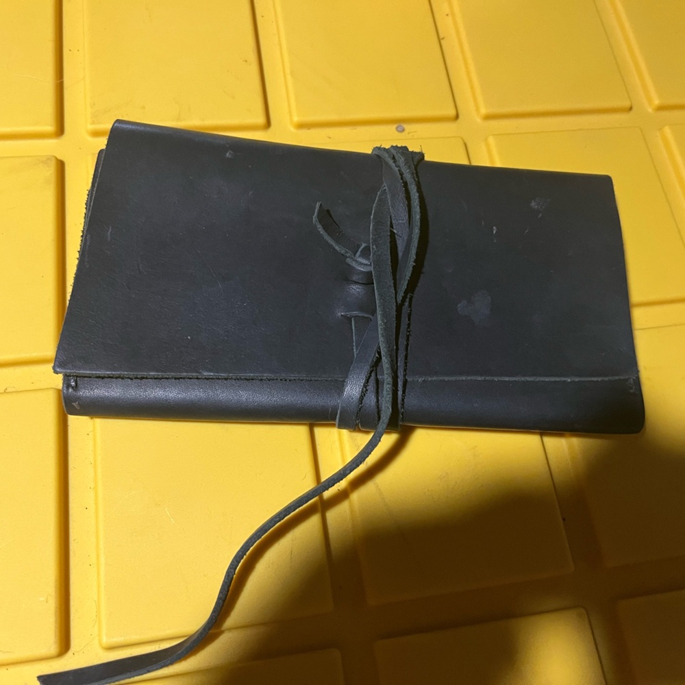 Portland leather goods  Black Leather wrap wallet